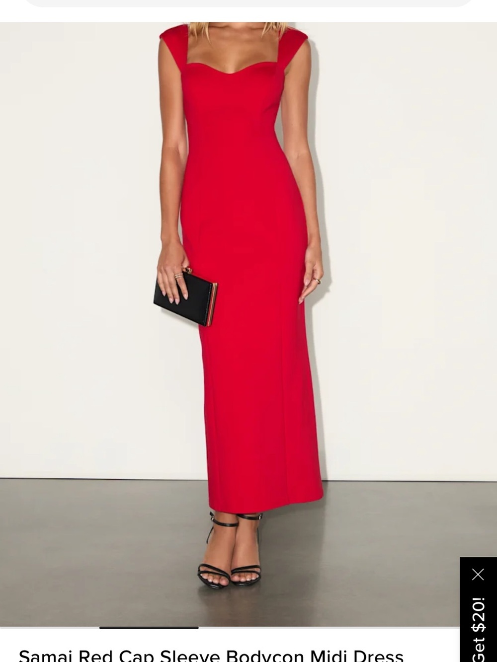 Lulu's Red Cap-Sleeve Bodycon Midi Dress